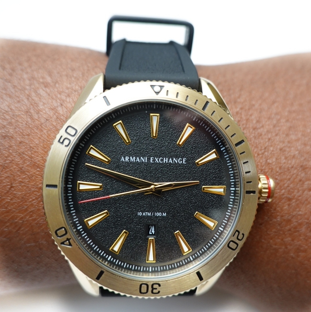 ARMANI EXCHANGE BLACK SILICONE WATCH - Picture 3 of 10